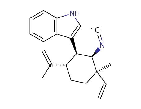 Molecular Structure of 101968-71-2 ((+)-3-[(1S)-3β-Ethenyl-2β-isocyano-3-methyl-6α-(1-methylethenyl)cyclohexane-1β-yl]-1H-indole)