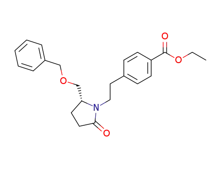 Molecular Structure of 493036-26-3 (Benzoic acid,
4-[2-[(5R)-2-oxo-5-[(phenylmethoxy)methyl]-1-pyrrolidinyl]ethyl]-, ethyl
ester)