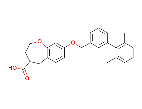 Molecular Structure of 805248-50-4 (1-Benzoxepin-4-carboxylic acid,
8-[(2',6'-dimethyl[1,1'-biphenyl]-3-yl)methoxy]-2,3,4,5-tetrahydro-)