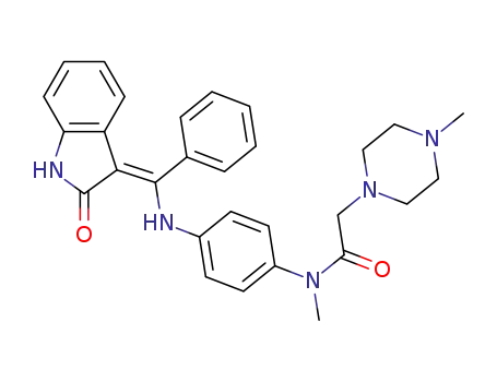 Molecular Structure of 262366-32-5 ((Z)-N-methyl-2-(4-methylpiperazin-1-yl)-N-(4-(((2-oxoindolin-3-ylidene)(phenyl)methyl)amino)phenyl)acetamide)