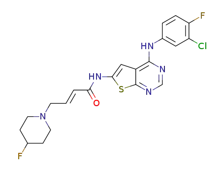 Molecular Structure of 1595285-94-1 ((E)-N-(4-((3-chloro-4-fluorophenyl)amino)thieno[2,3-d]pyrimidin-6-yl)-4-(4-fluoropiperidin-1-yl)but-2-enamide)
