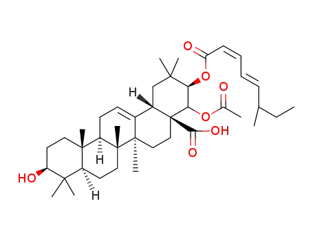 Molecular Structure of 29038-41-3 (Olean-12-en-28-oicacid,22-(acetyloxy)-3-hydroxy-21-[[(2Z,4E)-6-methyl-1-oxo-2,4-octadienyl]oxy]-, (3b,21b,22a)- (9CI))