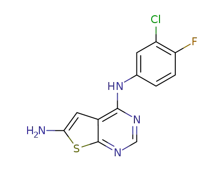 Molecular Structure of 1595286-21-7 (N<sup>4</sup>-(3-chloro-4-fluorophenyl)thieno[2,3-d]pyrimidine-4,6-diamine)