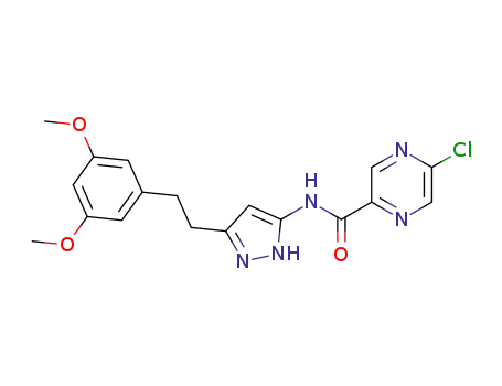 5-chloro-N-[5-[2-(3,5-dimethoxyphenyl)ethyl]-2H-pyrazol-3-yl]pyrazine-2-carboxamide