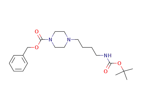 Molecular Structure of 877664-86-3 (1-Piperazinecarboxylic acid,
4-[4-[[(1,1-dimethylethoxy)carbonyl]amino]butyl]-, phenylmethyl ester)