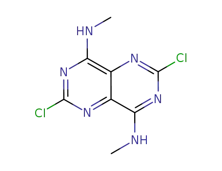 Molecular Structure of 500860-54-8 (2,6-dichloro-N<sup>4</sup>,N<sup>8</sup>-dimethyl-pyrimido[5,4-d]pyrimidine-4,8-diamine)