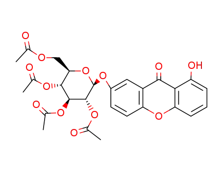 Molecular Structure of 78424-04-1 (1-hydroxy-7-(tetra-<i>O</i>-acetyl-β-D-glucopyranosyloxy)-xanthen-9-one)