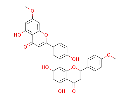 Molecular Structure of 23624-21-7 (2-(4-Methoxyphenyl)-5,7-dihydroxy-8-[2-hydroxy-5-(4-oxo-5-hydroxy-7-methoxy-4H-1-benzopyran-2-yl)phenyl]-4H-1-benzopyran-4-one)