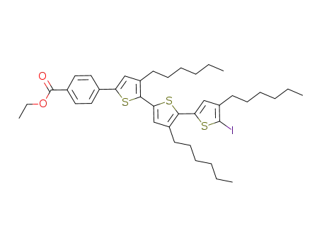 ethyl 4-(3,4',4''-trihexyl-5''-iodo-[2,2',5',2'']terthiophen-5-yl)-benzoate