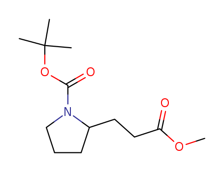 Molecular Structure of 190734-68-0 (2-Pyrrolidinepropanoic acid, 1-[(1,1-dimethylethoxy)carbonyl]-, methyl
ester)
