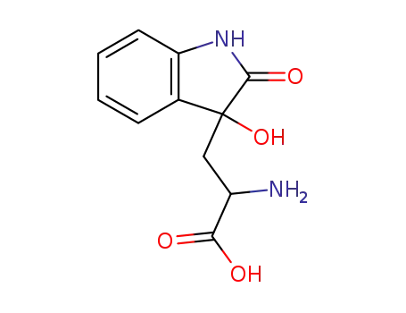 Molecular Structure of 13081-15-7 (2-amino-3-(2-oxo-2,3-dihydro-1H-indol-3-yl)propaneperoxoic acid)
