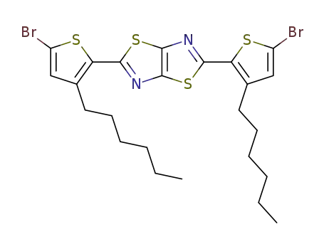 Molecular Structure of 1122708-89-7 (Thiazolo[5,4-d]thiazole, 2,5-bis(5-broMo-3-hexyl-2-thienyl)-)
