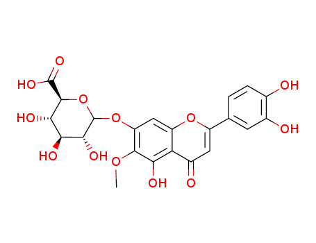 Molecular Structure of 82657-12-3 (2-(3,4-dihydroxyphenyl)-5-hydroxy-6-methoxy-4-oxo-4H-chromen-7-yl beta-D-glucopyranosiduronic acid)