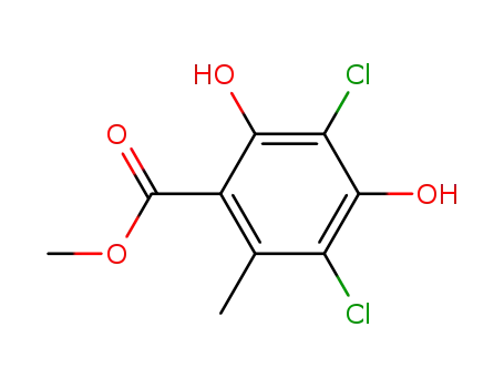 Molecular Structure of 715-34-4 (Benzoic acid, 3,5-dichloro-2,4-dihydroxy-6-methyl-, methyl ester)