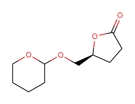 Molecular Structure of 187264-97-7 ((5S)-5-(((tetrahydro-2H-pyran-2-yl)oxy)methyl)dihydrofuran-2(3H)-one)
