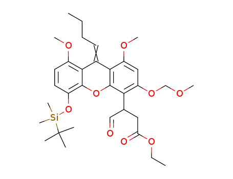 5-(t-butyldimethylsilyloxy)-1,8-dimethoxy-4-(ethyl-3'-formylpropanoate)-3-O-methoxymethyl-9H-xanthen-Δ<sup>9,δ</sup>-butane