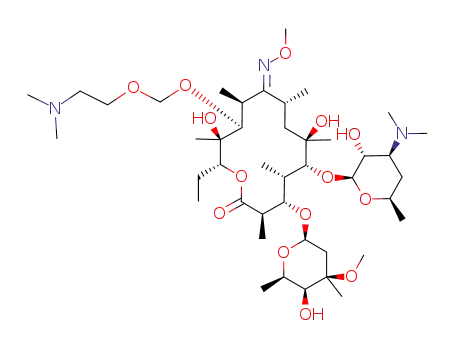 Molecular Structure of 107749-17-7 (12-{[2-(dimethylamino)ethoxy]methoxy}-6-{[4-(dimethylamino)-3-hydroxy-6-methyltetrahydro-2H-pyran-2-yl]oxy}-14-ethyl-7,13-dihydroxy-4-[(5-hydroxy-4-methoxy-4,6-dimethyltetrahydro-2H-pyran-2-yl)oxy]-10-(methoxyimino)-3,5,7,9,11,13-hexamethyloxacyclotetrade)