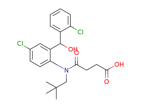 Molecular Structure of 1292849-66-1 (4-[{4-chloro-2-[(2-chlorophenyl)(hydroxy)methyl]-phenyl}(2,2-dimethylpropyl)amino]-4-oxobutanoic acid)