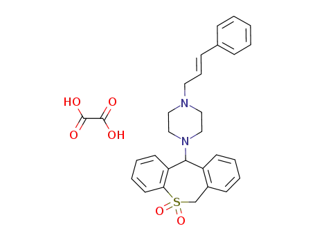 1-(10,10-Dioxo-10,11-dihydro-5H-10λ<sup>6</sup>-thia-dibenzo[a,d]cyclohepten-5-yl)-4-((E)-3-phenyl-allyl)-piperazine; compound with oxalic acid