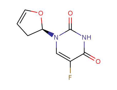 Molecular Structure of 37076-64-5 (1-(2,3-dihydrofuran-2-yl)-5-fluoropyrimidine-2,4(1H,3H)-dione)