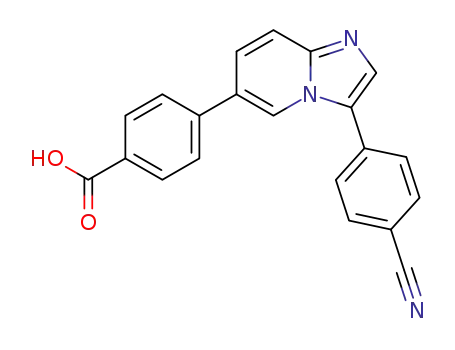 Molecular Structure of 1464155-72-3 (4-(3-(4-cyanophenyl)imidazo[1,2-a]pyridin-6-yl)benzoic acid)