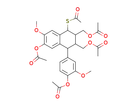 Molecular Structure of 5234-73-1 (9,9'-Diacetoxy-7'-acetylmercapto-guaja-cyclolignan-diacetat)