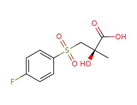 Molecular Structure of 890658-79-4 (Propanoic acid, 3-[(4-fluorophenyl)sulfonyl]-2-hydroxy-2-methyl-, (2R)-)