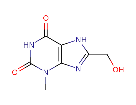 Molecular Structure of 27038-81-9 (8-(hydroxymethyl)-3-methyl-3,7-dihydro-1H-purine-2,6-dione)