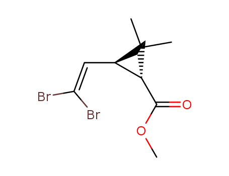 Molecular Structure of 122566-21-6 (Cyclopropanecarboxylic acid, 3-(2,2-dibromoethenyl)-2,2-dimethyl-,
methyl ester, trans-)