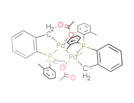 Molecular Structure of 172418-32-5 (TRANS-DI(MU-ACETATO)BIS[O-(DI-O-TOLYLPHOSPHINO)BENZYL]DIPALLADIUM (II))