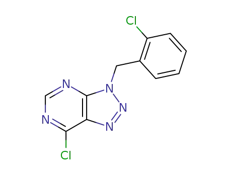 Molecular Structure of 201541-70-0 (3H-1,2,3-Triazolo[4,5-d]pyrimidine, 7-chloro-3-[(2-chlorophenyl)methyl]-)