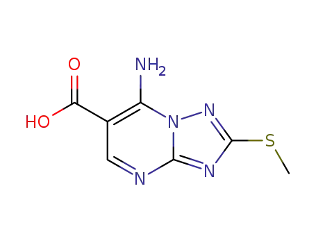 Molecular Structure of 113967-71-8 (7-AMINO-2-(METHYLSULFANYL)[1,2,4]TRIAZOLO[1,5-A]PYRIMIDINE-6-CARBOXYLIC ACID)