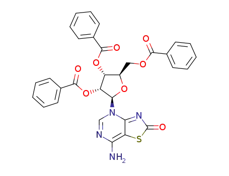 Molecular Structure of 122970-57-4 (7-amino-4-(2,3,5-tri-O-benzoyl-β-D-ribofuranosyl)thiazolo<4,5-d>pyrimidin-2-one)