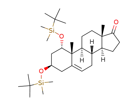 Molecular Structure of 111594-61-7 (1α,3β-bis<(tert-butyldimethylsilyl)oxy>androst-5-en-17-one)