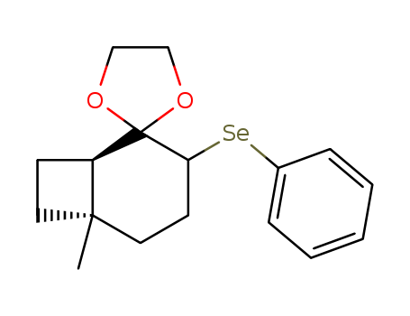 Molecular Structure of 105539-69-3 (Spiro[bicyclo[4.2.0]octane-2,2'-[1,3]dioxolane],
6-methyl-3-(phenylseleno)-)