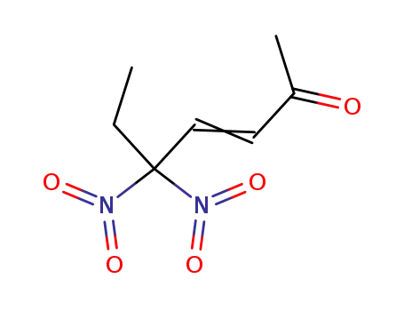 Molecular Structure of 62116-11-4 (3-Hepten-2-one, 5,5-dinitro-)