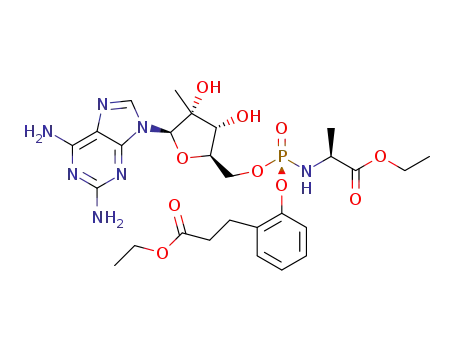 ethyl 3-(2-(((R)-(((2R,3R,4R,5R)-5-(2,6-diamino-9H-pu r in-9-y l )-3, 4-dihydroxy-4-methyltetrahydrofuran-2-yl)methoxy)(((S)-1-ethoxy-1-oxopropan-2-yl)amino)phosphoryl)oxy)phenyl)propanoate