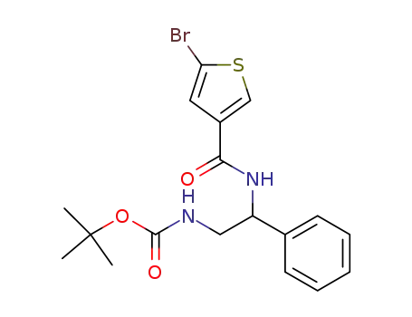 Molecular Structure of 1044851-72-0 (1,1-dimethylethyl (2-{[(5-bromo-3-thienyl)carbonyl]amino}-2-phenylethyl)carbamate)