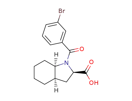 Molecular Structure of 108395-25-1 ((2α,3aβ,7aβ)-1-(3-bromobenzoyl)octahydro-1H-indole-2-carboxylic acid)
