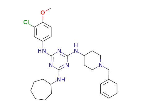 N-(1-benzyl-piperidin-4-yl)-N'-(3-chloro-4-methoxy-phenyl)-N-cycloheptyl-[1,3,5]-triazine-2,4,6-tramine