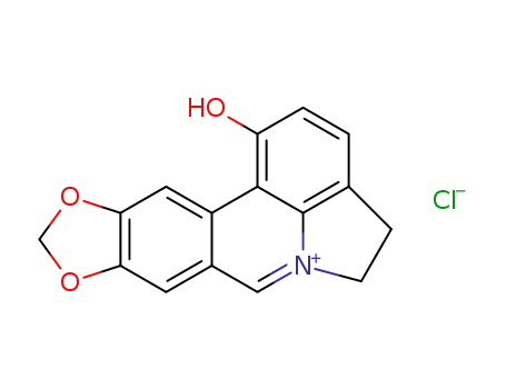 Molecular Structure of 98604-27-4 (1-hydroxy-4,5-dihydro-[1,3]dioxolo[4,5-<i>j</i>]pyrrolo[3,2,1-<i>de</i>]phenanthridinylium; chloride)