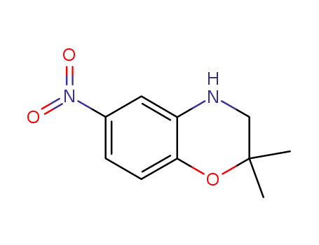 Molecular Structure of 136545-11-4 (2,2-DiMethyl-6-nitro-3,4-dihydro-2H-1,4-benzoxazine, 97%)