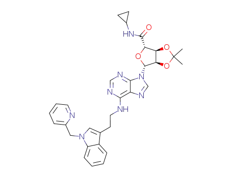(3aS,4S,6R,6aR)-2,2-Dimethyl-6-{6-[2-(1-pyridin-2-ylmethyl-1H-indol-3-yl)-ethylamino]-purin-9-yl}-tetrahydro-furo[3,4-d][1,3]dioxole-4-carboxylic acid cyclopropylamide