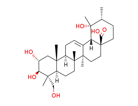 Molecular Structure of 89786-84-5 (2α,3α,19,24-Tetrahydroxyurs-12-en-28-oic acid)