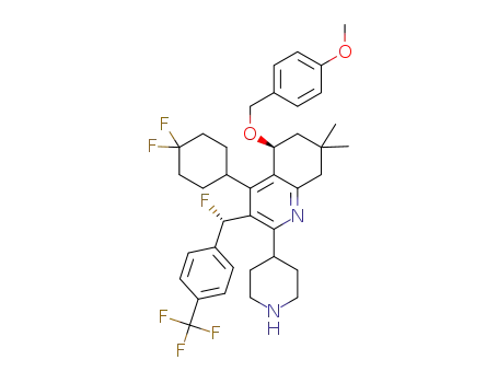 Molecular Structure of 1354495-70-7 ((-)-(5S)-4-(4,4-difluorocyclohexyl)-3-{(S)-fluoro[4-(trifluoromethyl)phenyl]methyl}-5-[(4-methoxybenzyl)oxy]-7,7-dimethyl-2-(piperidin-4-yl)-5,6,7,8-tetrahydroquinoline)