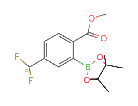 Molecular Structure of 1146214-86-9 (2-(4,4,5,5-tetramethyl-1,3,2-dioxaborolan-2-yl)-4-trifluoropmethylbenzoic acid methyl ester)