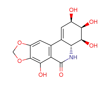 Molecular Structure of 220751-83-7 ((3R,4S,4aR)-2,3,4,7-tetrahydroxy-3,4,4a,5-tetrahydro[1,3]dioxolo[4,5-j]phenanthridin-6(2H)-one)