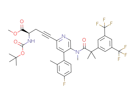 methyl (2R)-5-[5-[(2-[3,5-bis(trifluoromethyl)phenyl]-2-methylpropanoyl)(methyl)amino]-4-(4-fluoro-2-methylphenyl)-2-pyridinyl]-2-(([(1,1-dimethylethyl)oxy]carbonyl)amino)-4-pentynoate