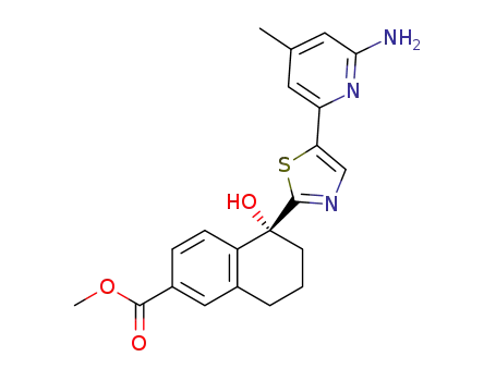 Molecular Structure of 1407500-66-6 ((R)-methyl 5-[5-(6-amino-4-methylpyridin-2-yl)-1,3-thiazol-2-yl]-5-hydroxy-5,6,7,8-tetrahydronaphthalene-2-carboxylate)