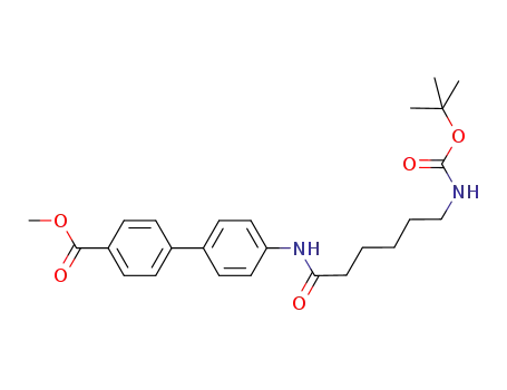 Molecular Structure of 878010-43-6 (4'-(6-tert-butoxycarbonylaminohexanoylamino)-biphenyl-4-carboxylic acid methyl ester)
